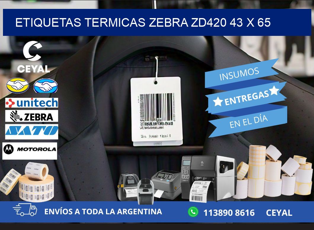 ETIQUETAS TERMICAS ZEBRA ZD420 43 x 65