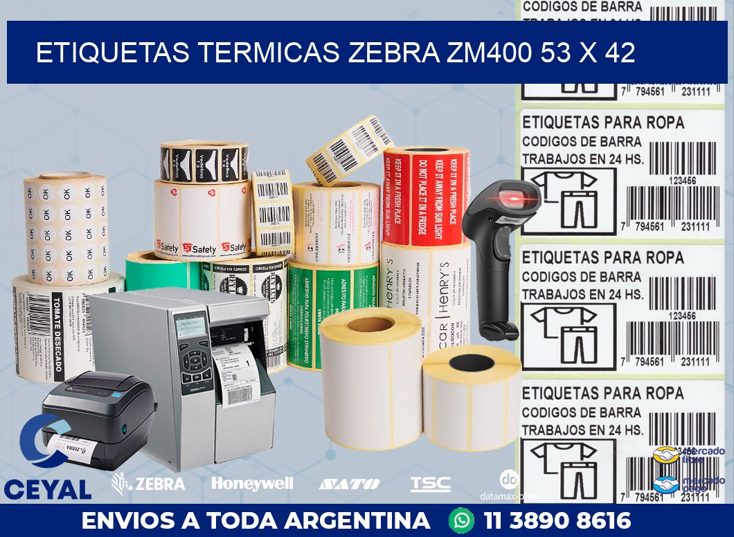 ETIQUETAS TERMICAS ZEBRA ZM400 53 x 42