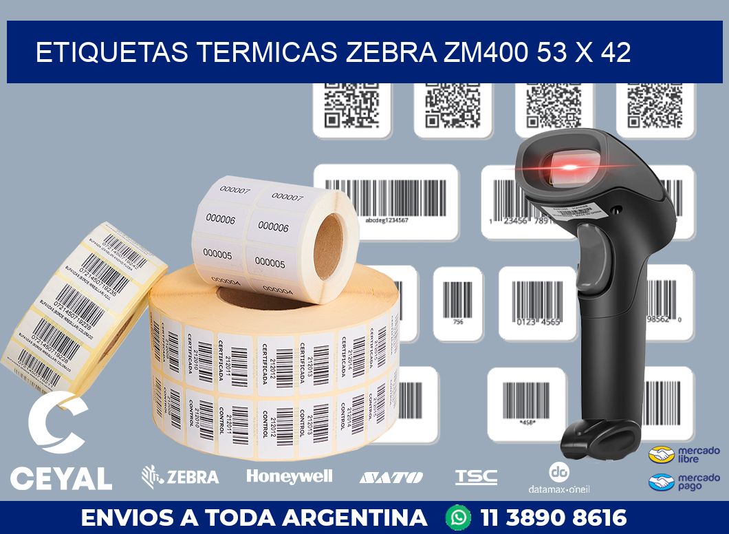 ETIQUETAS TERMICAS ZEBRA ZM400 53 x 42