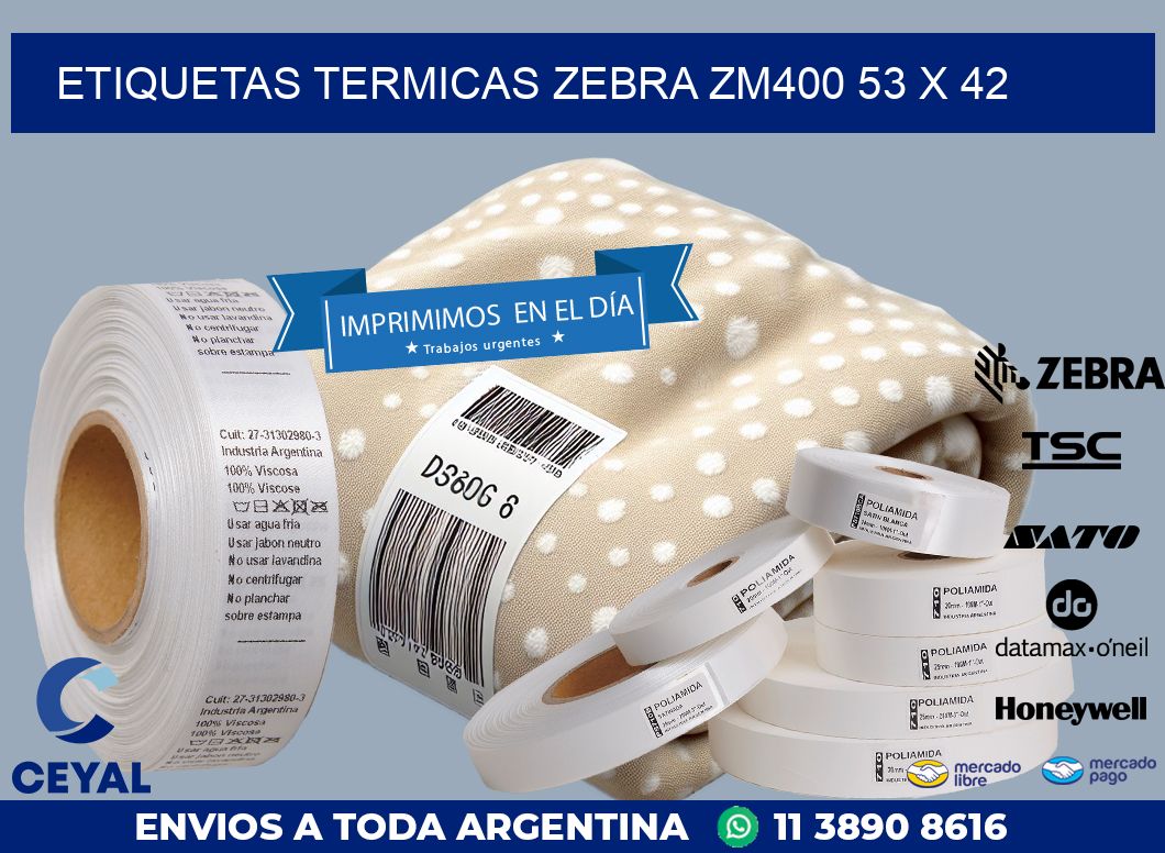 ETIQUETAS TERMICAS ZEBRA ZM400 53 x 42
