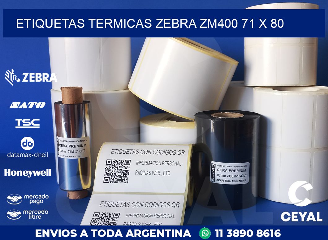 ETIQUETAS TERMICAS ZEBRA ZM400 71 x 80