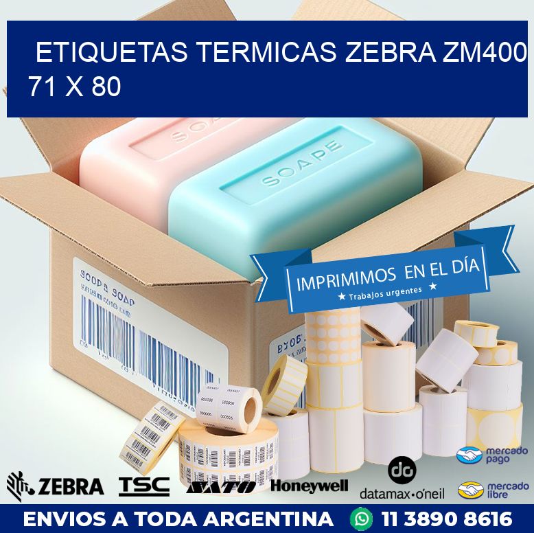 ETIQUETAS TERMICAS ZEBRA ZM400 71 x 80