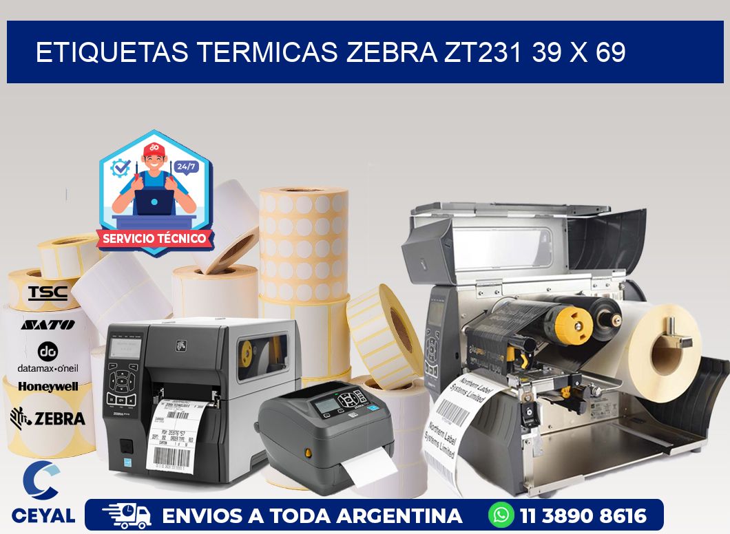 ETIQUETAS TERMICAS ZEBRA ZT231 39 x 69