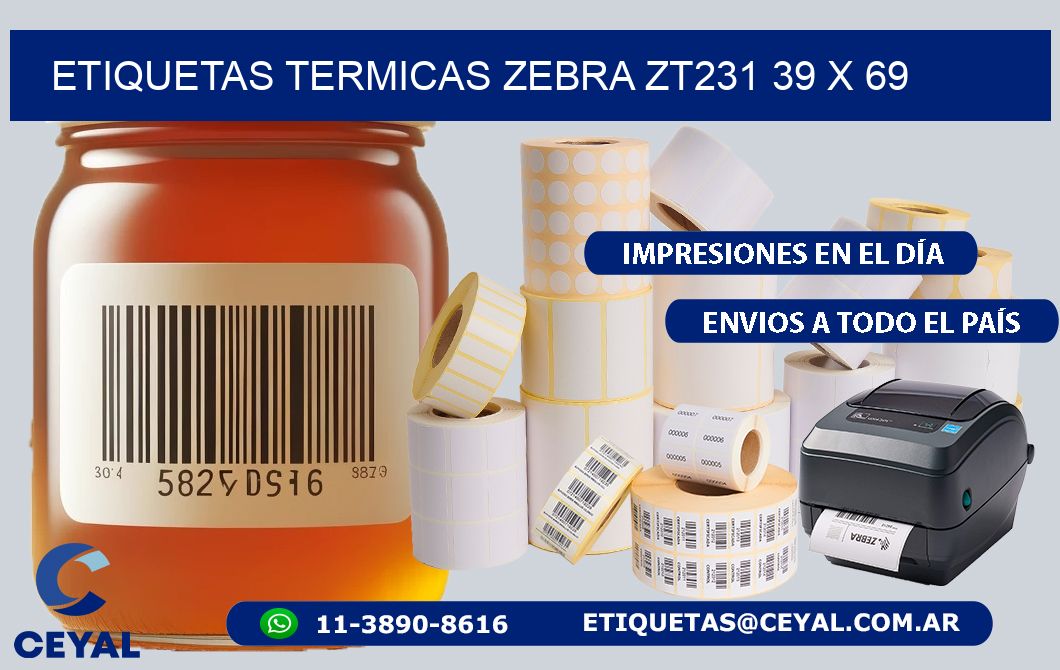 ETIQUETAS TERMICAS ZEBRA ZT231 39 x 69