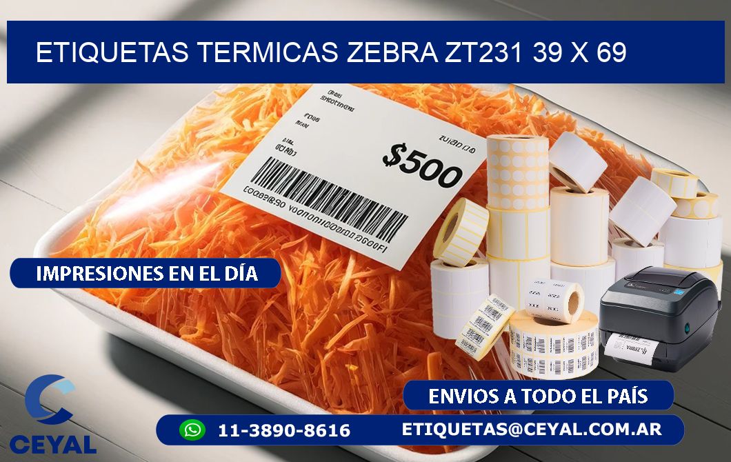 ETIQUETAS TERMICAS ZEBRA ZT231 39 x 69
