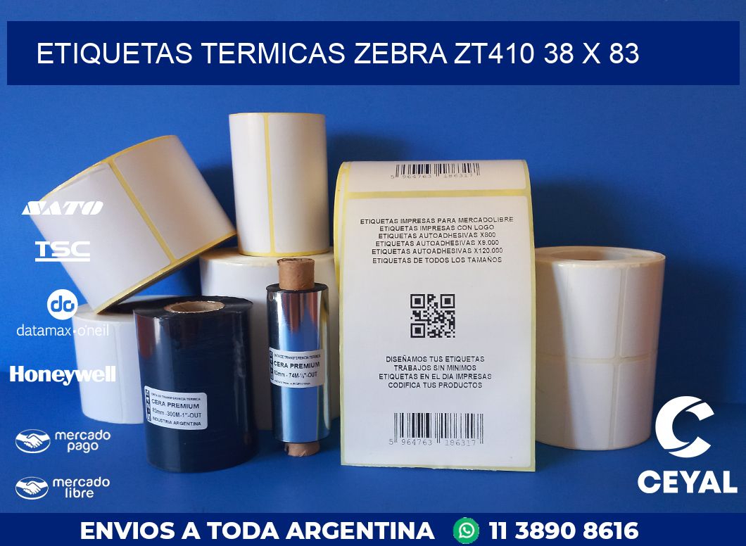 ETIQUETAS TERMICAS ZEBRA ZT410 38 x 83