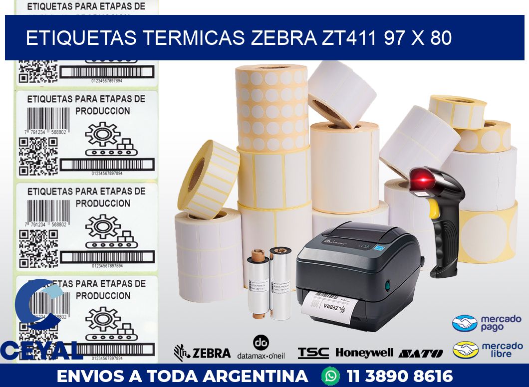 ETIQUETAS TERMICAS ZEBRA ZT411 97 x 80