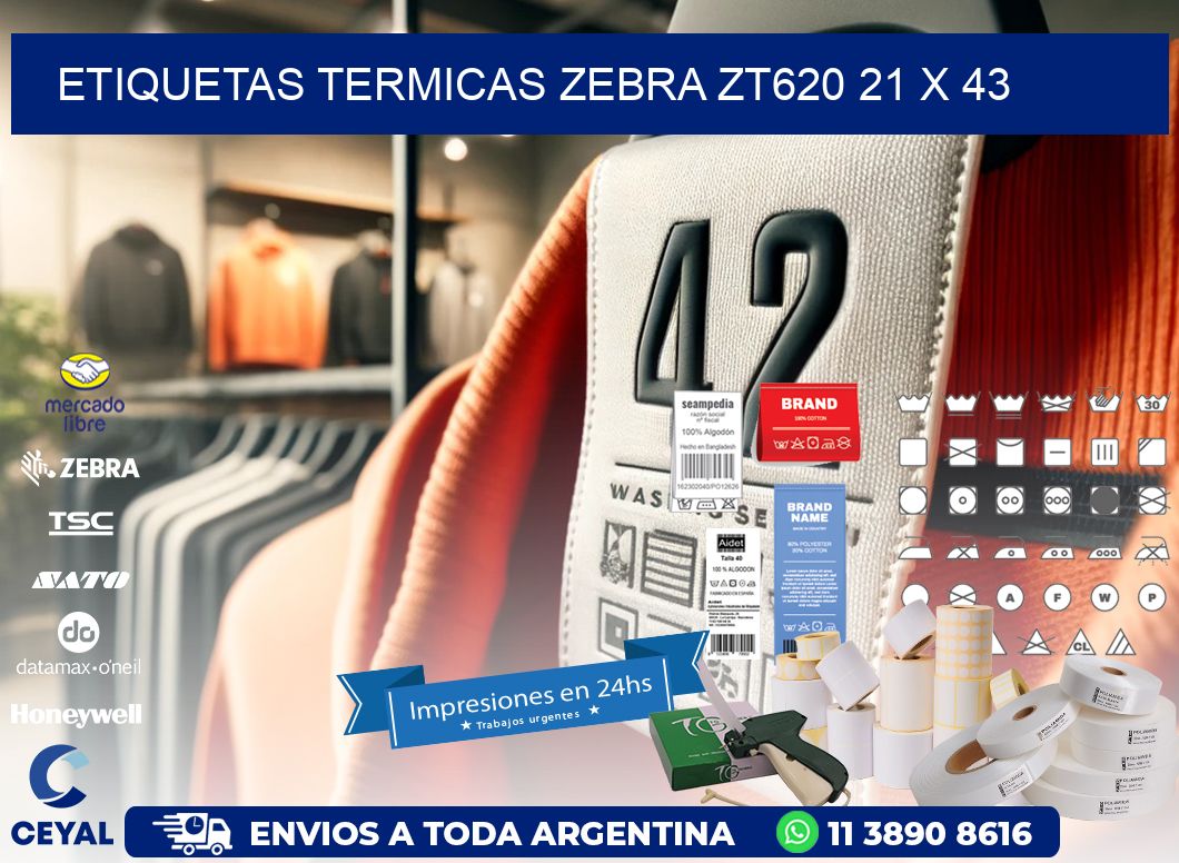 ETIQUETAS TERMICAS ZEBRA ZT620 21 x 43