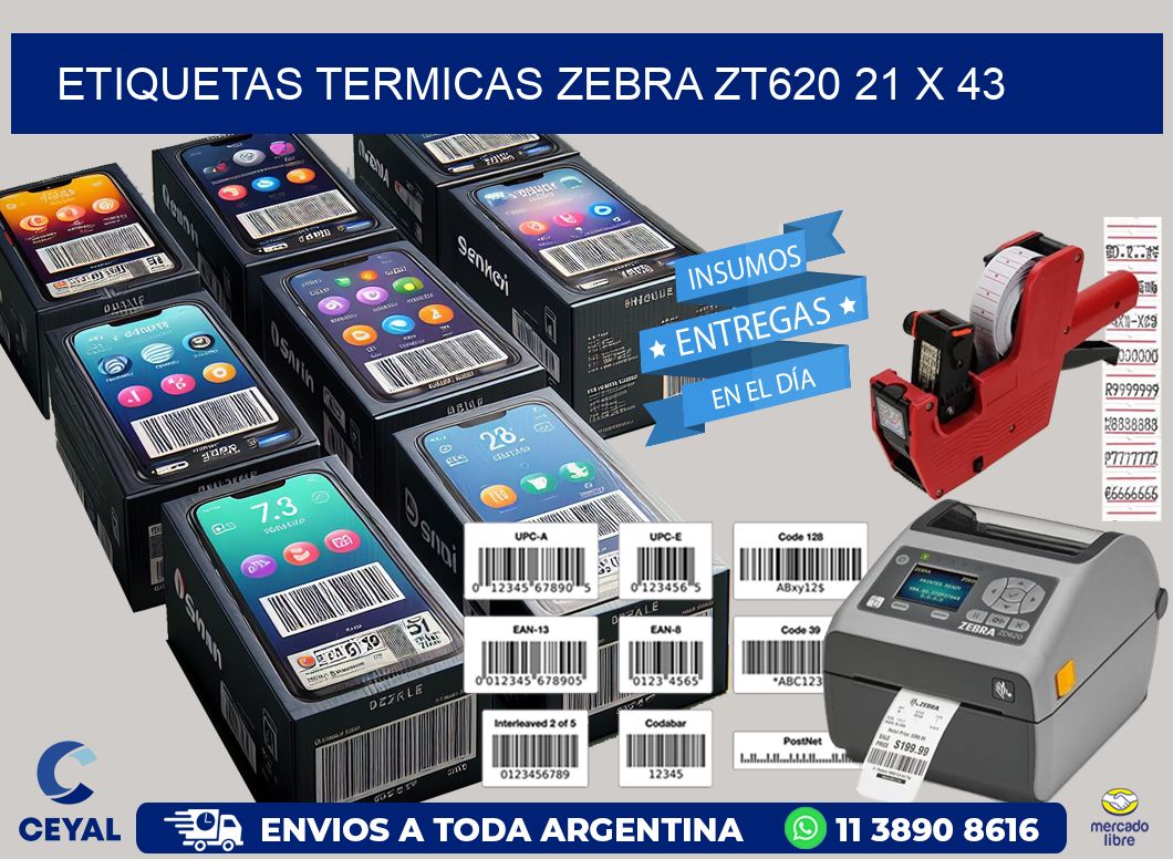 ETIQUETAS TERMICAS ZEBRA ZT620 21 x 43