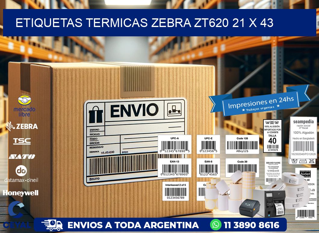 ETIQUETAS TERMICAS ZEBRA ZT620 21 x 43