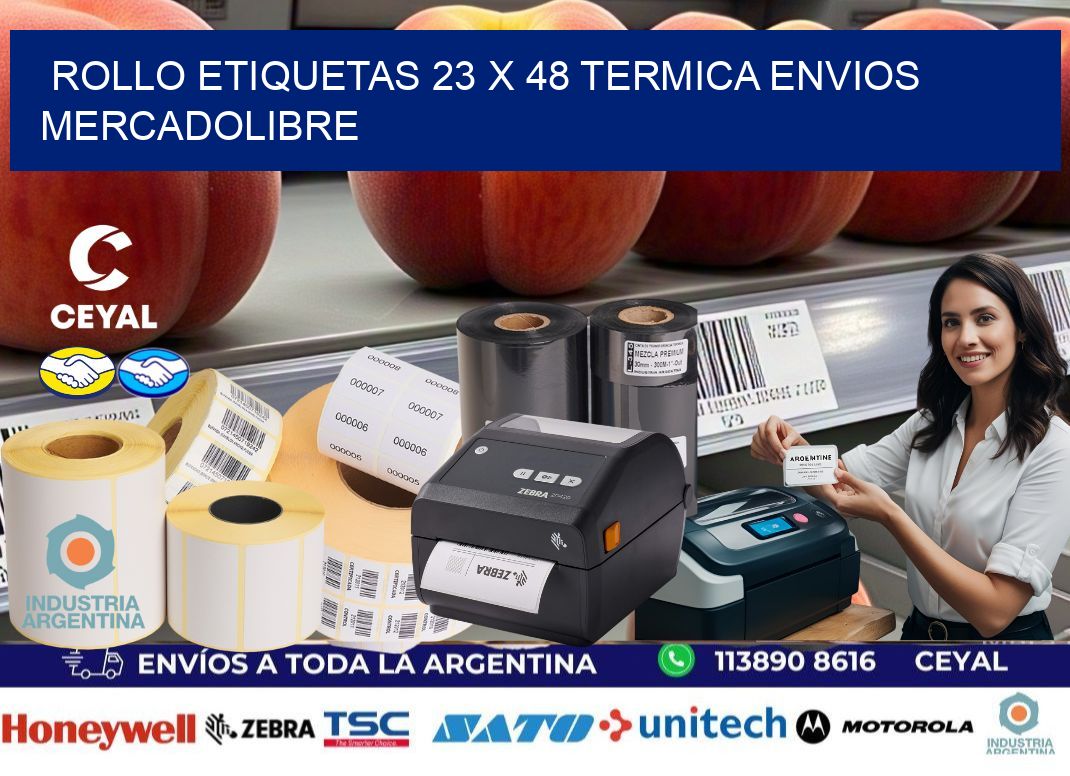 Rollo etiquetas 23 x 48 termica ENVIOS MERCADOLIBRE