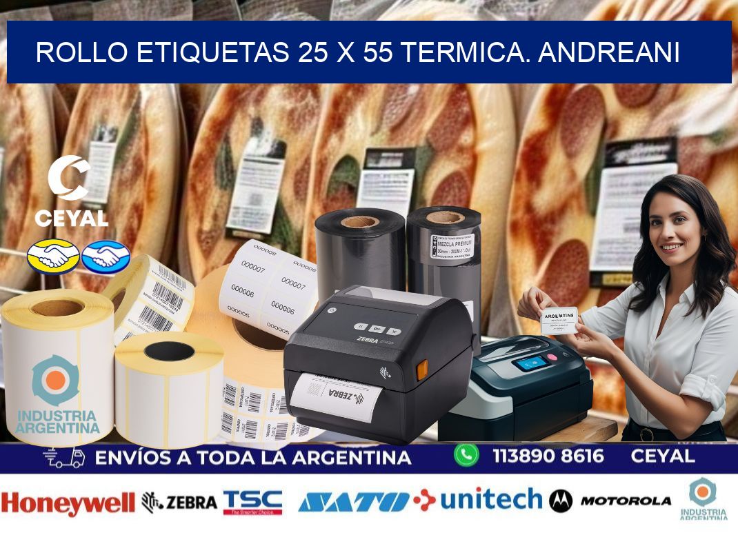 Rollo etiquetas 25 x 55 termica. Andreani