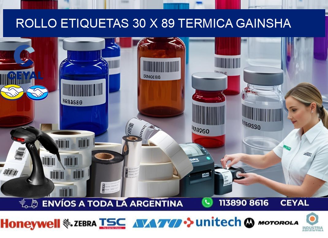 Rollo etiquetas 30 x 89 termica gainsha