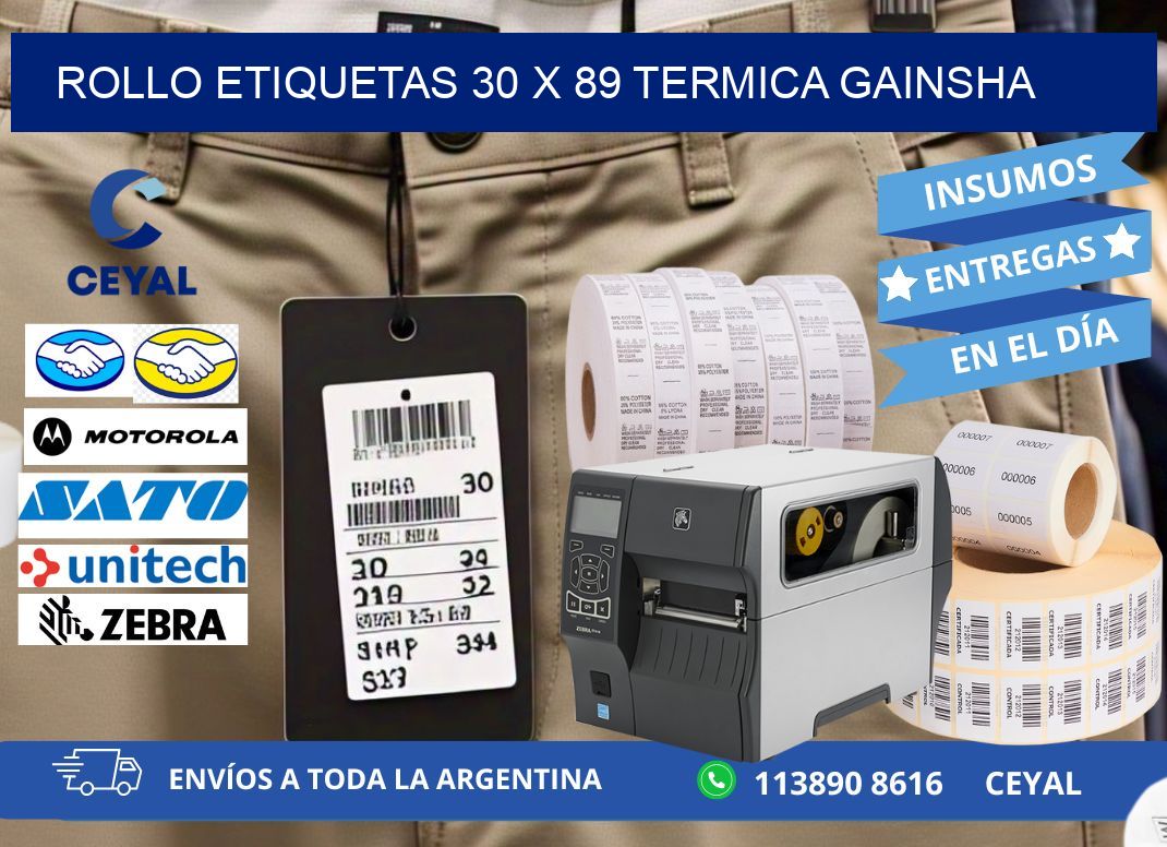 Rollo etiquetas 30 x 89 termica gainsha
