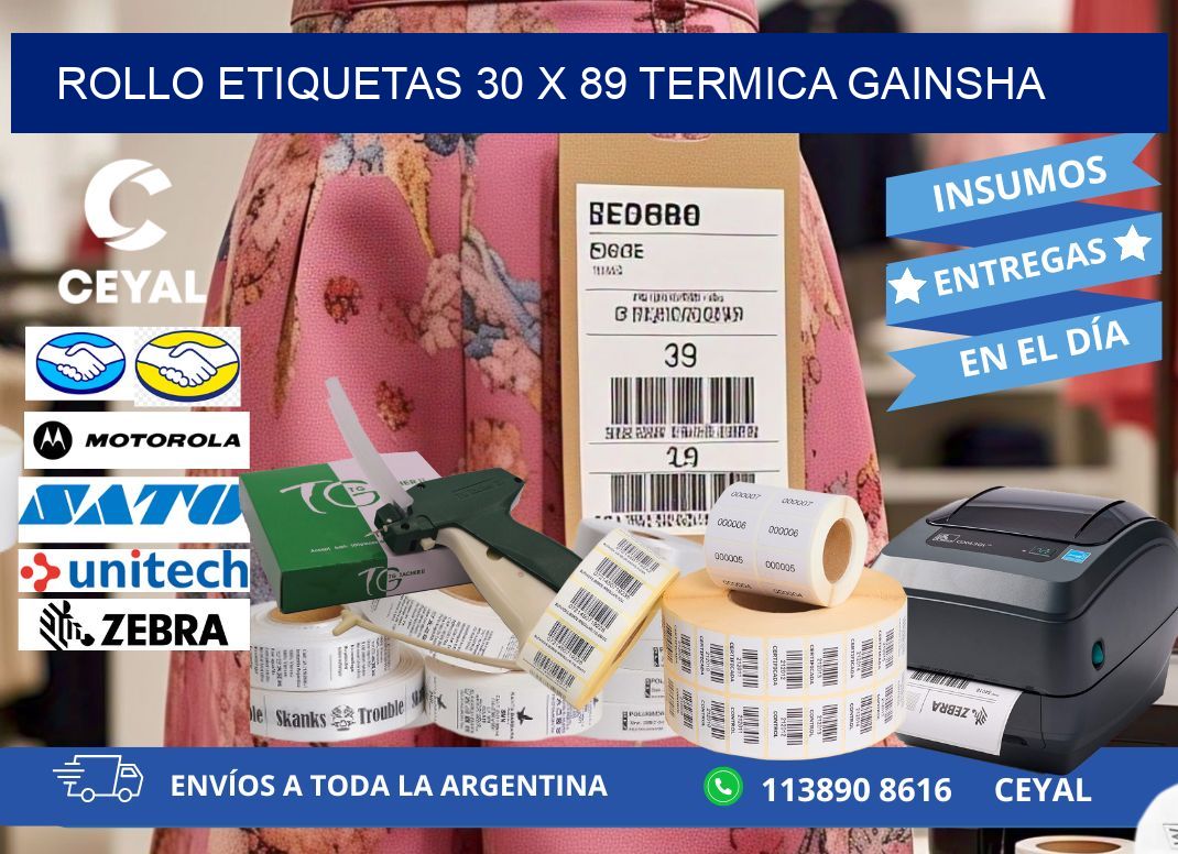 Rollo etiquetas 30 x 89 termica gainsha