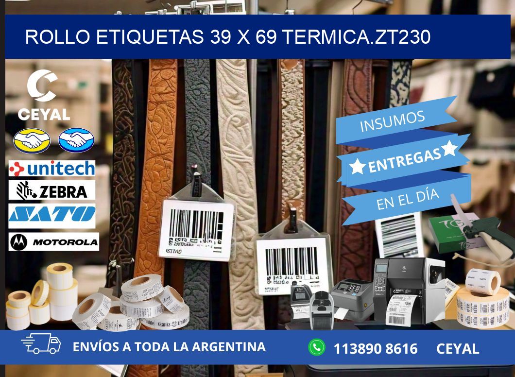 Rollo etiquetas 39 x 69 termica.zt230