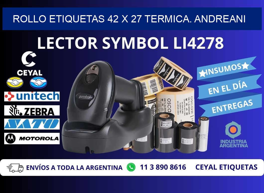 Rollo etiquetas 42 x 27 termica. Andreani