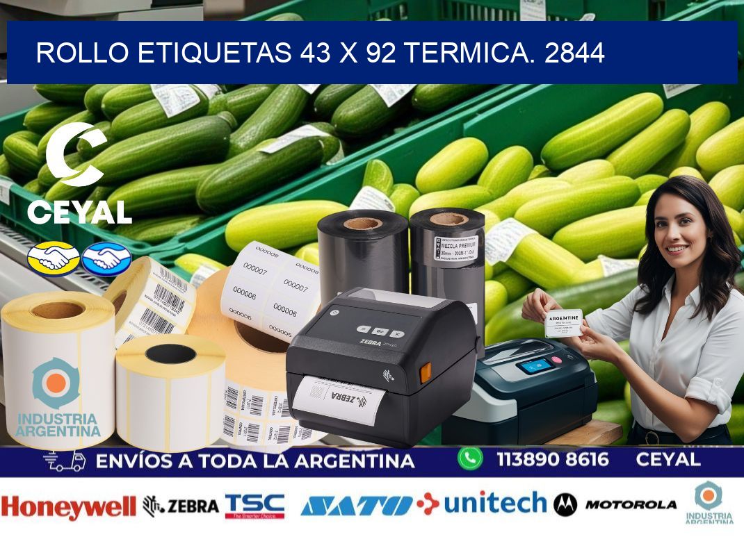 Rollo etiquetas 43 x 92 termica. 2844