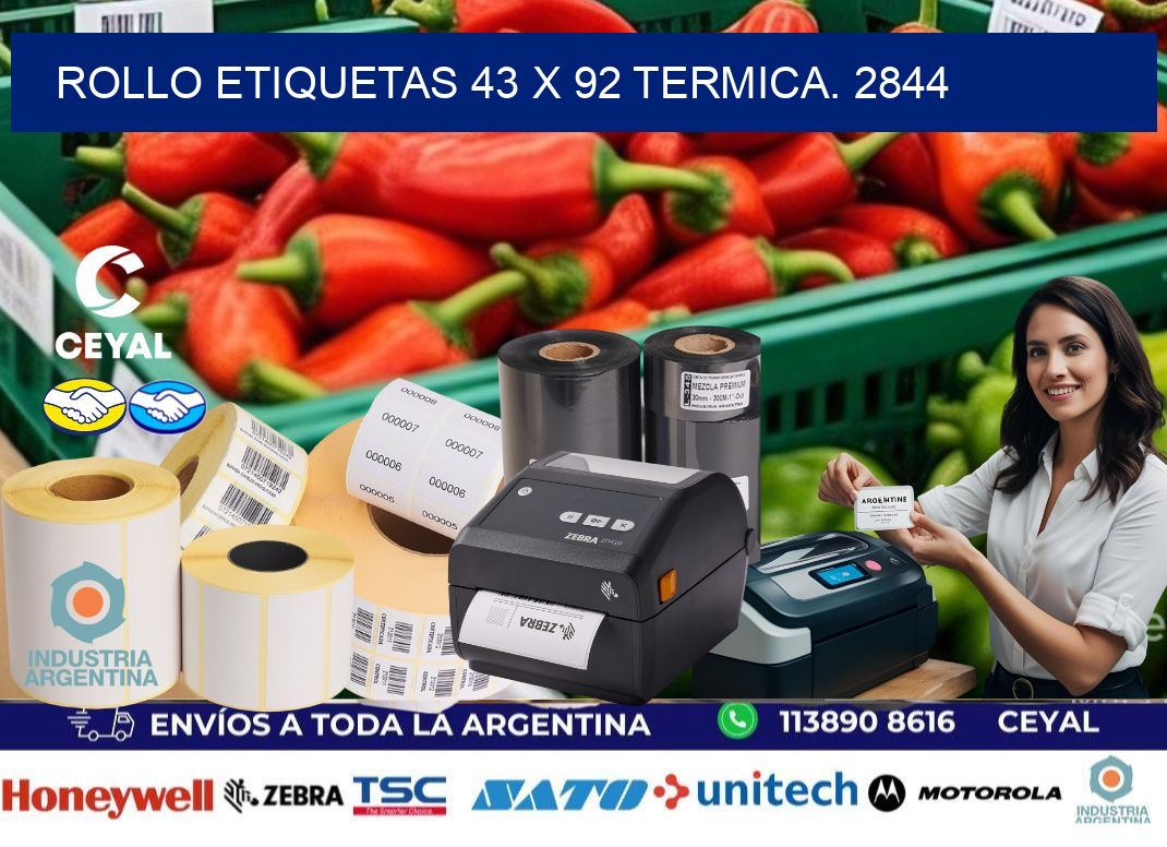 Rollo etiquetas 43 x 92 termica. 2844