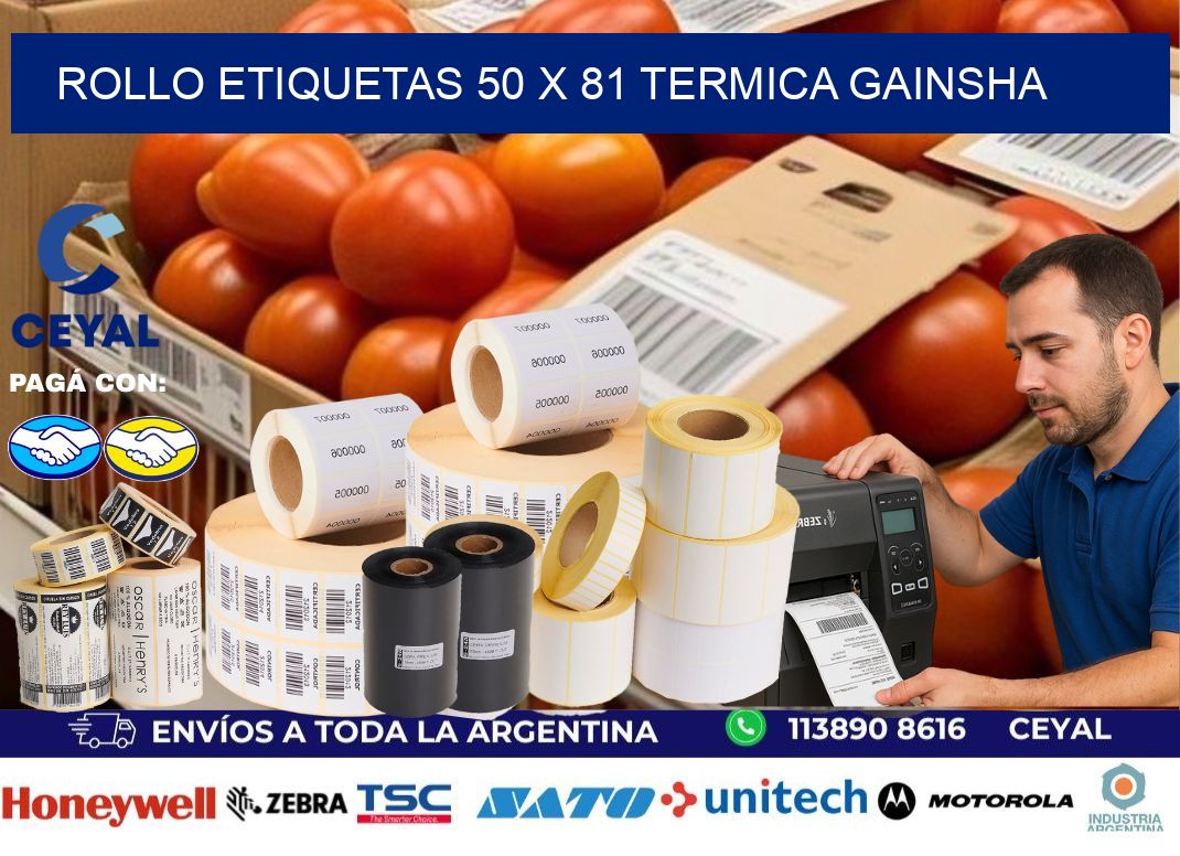 Rollo etiquetas 50 x 81 termica gainsha