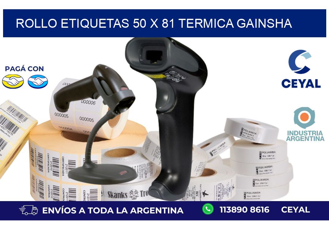 Rollo etiquetas 50 x 81 termica gainsha