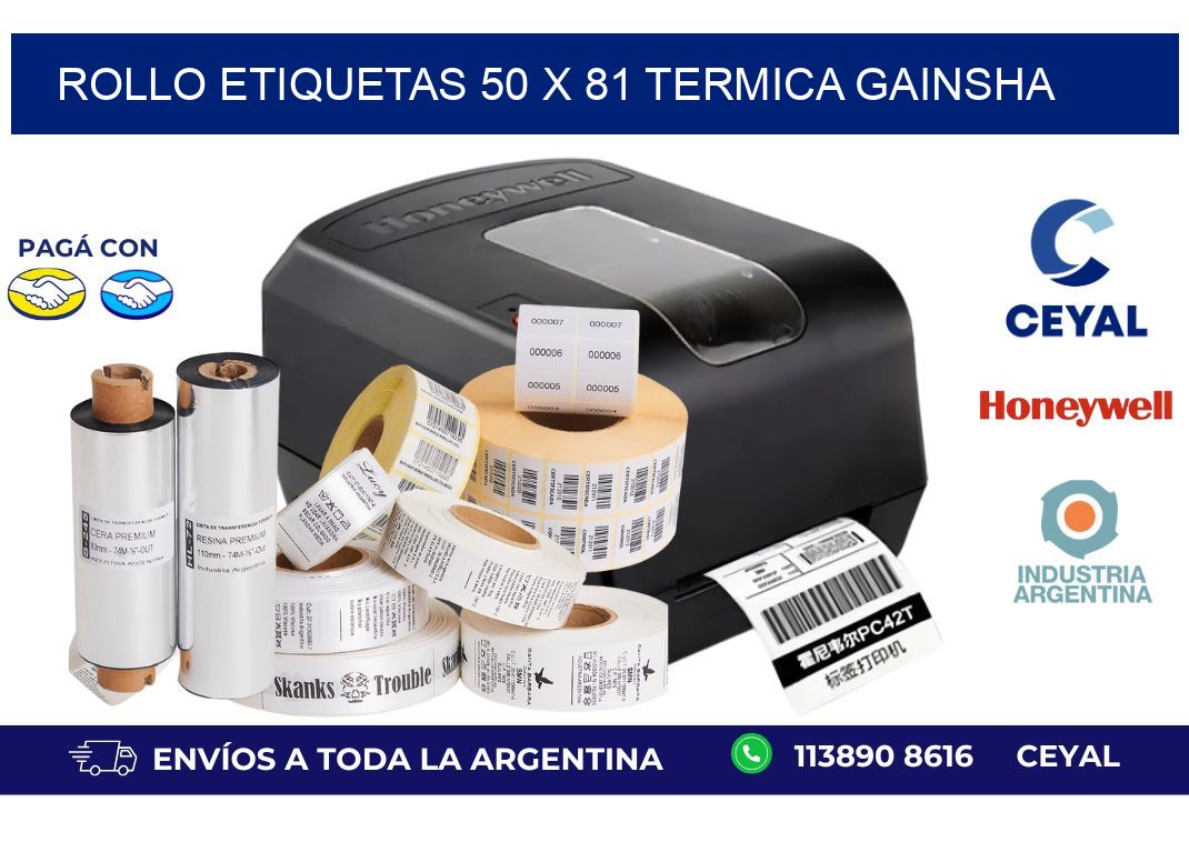 Rollo etiquetas 50 x 81 termica gainsha