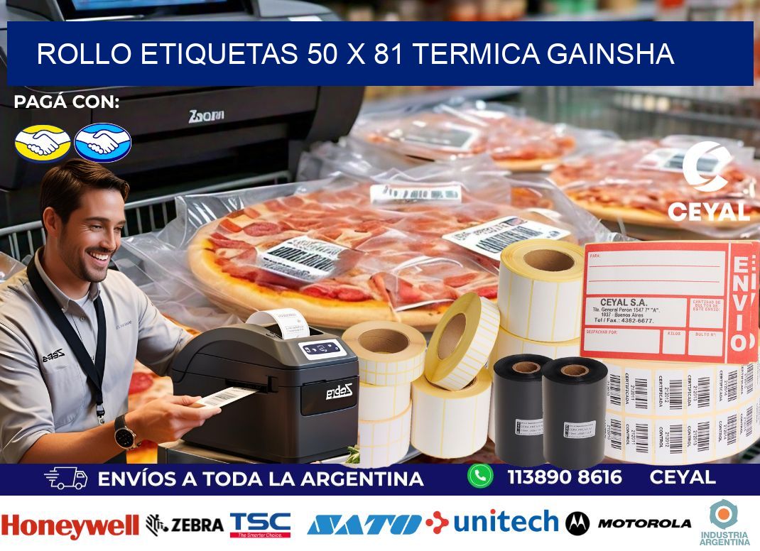 Rollo etiquetas 50 x 81 termica gainsha