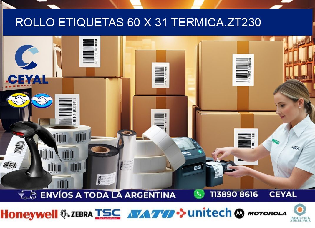 Rollo etiquetas 60 x 31 termica.zt230