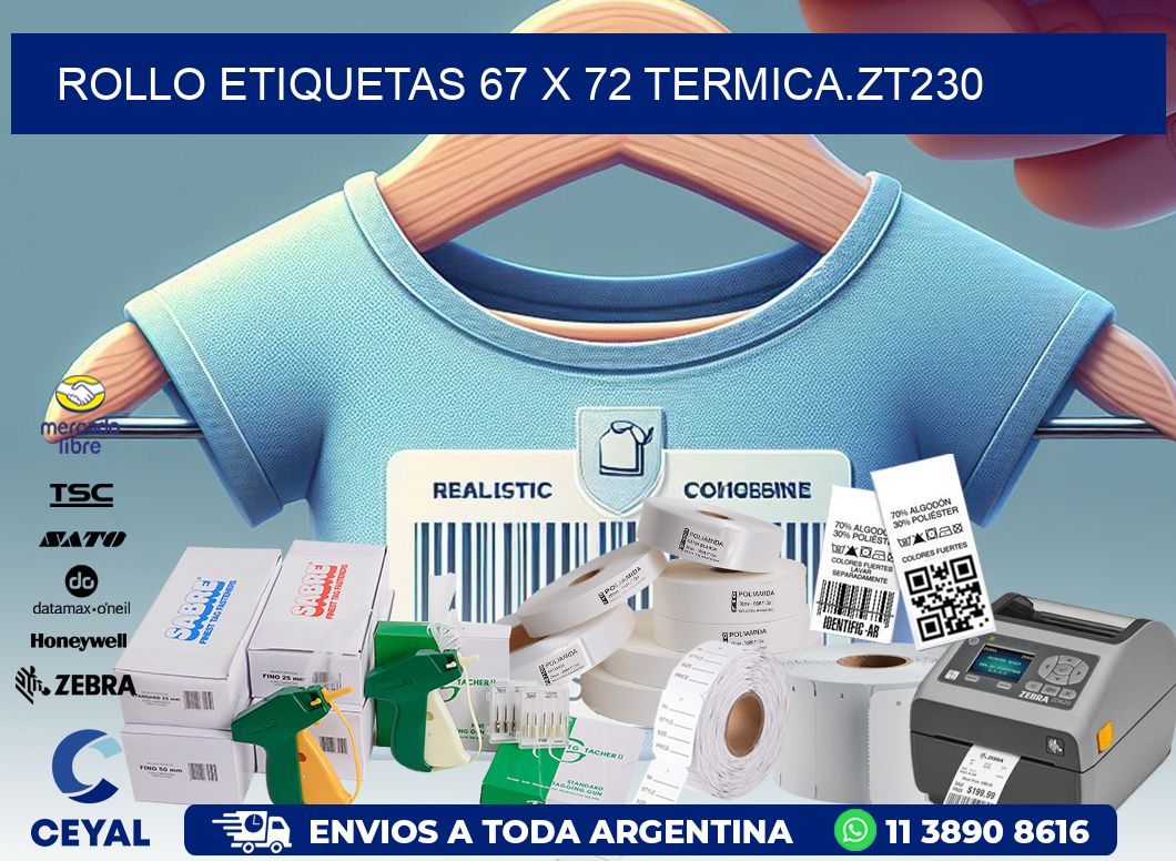 Rollo etiquetas 67 x 72 termica.zt230