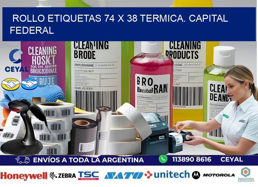 Rollo etiquetas 74 x 38 termica. Capital Federal