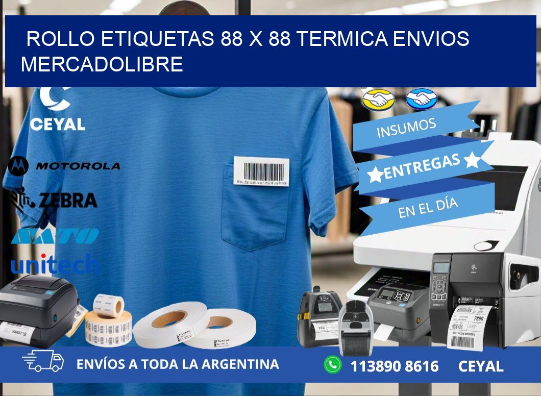 Rollo etiquetas 88 x 88 termica ENVIOS MERCADOLIBRE