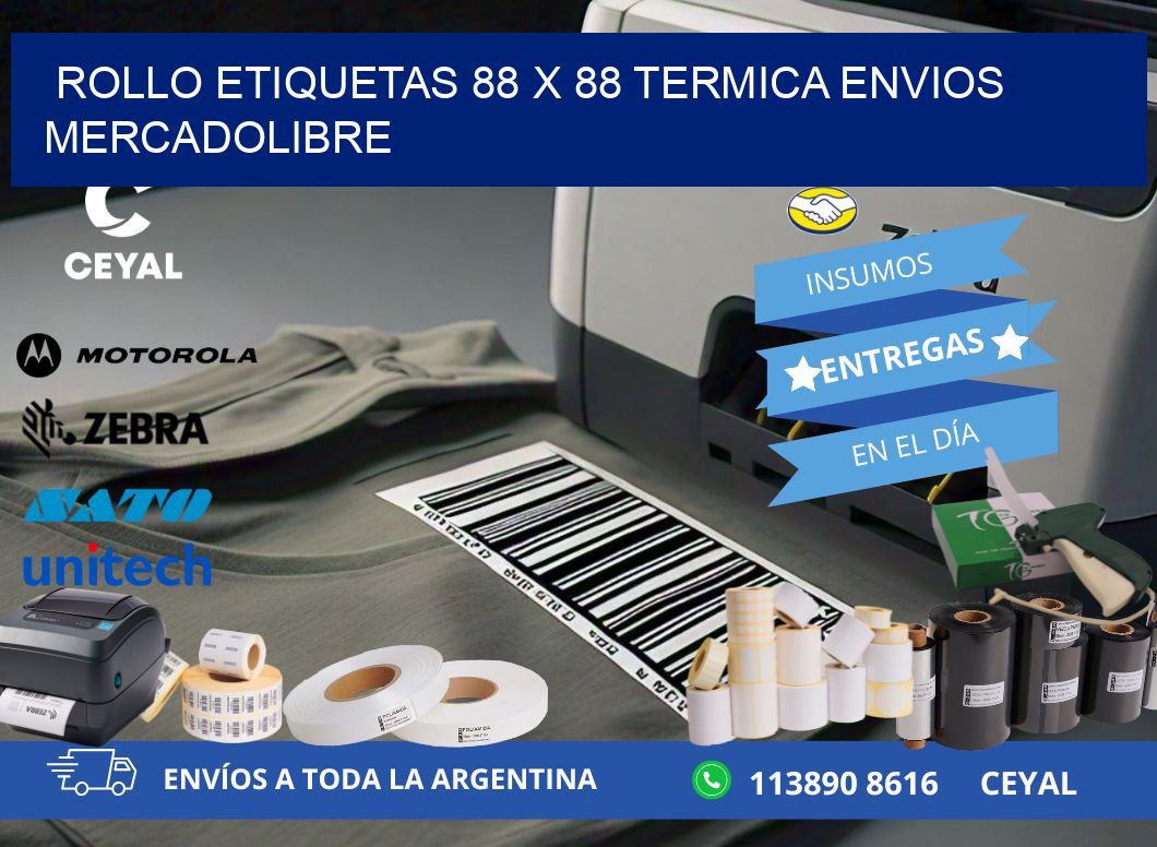 Rollo etiquetas 88 x 88 termica ENVIOS MERCADOLIBRE