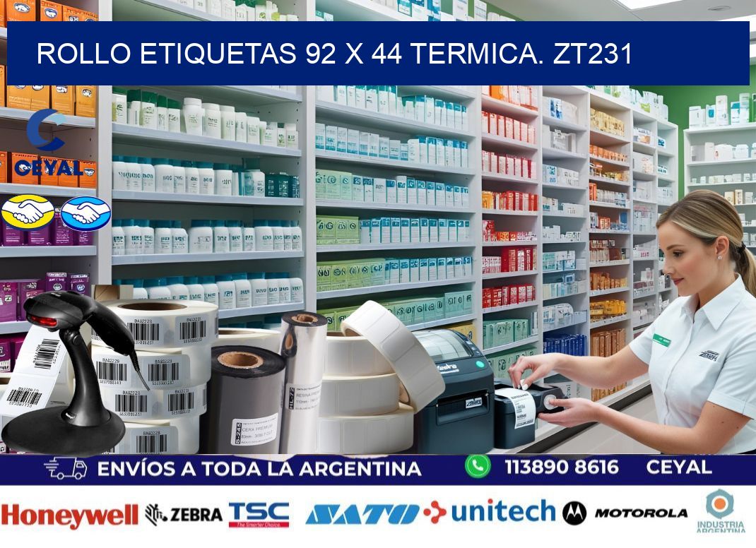 Rollo etiquetas 92 x 44 termica. zt231