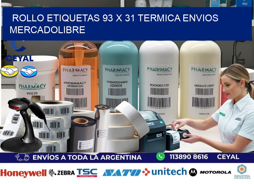 Rollo etiquetas 93 x 31 termica ENVIOS MERCADOLIBRE