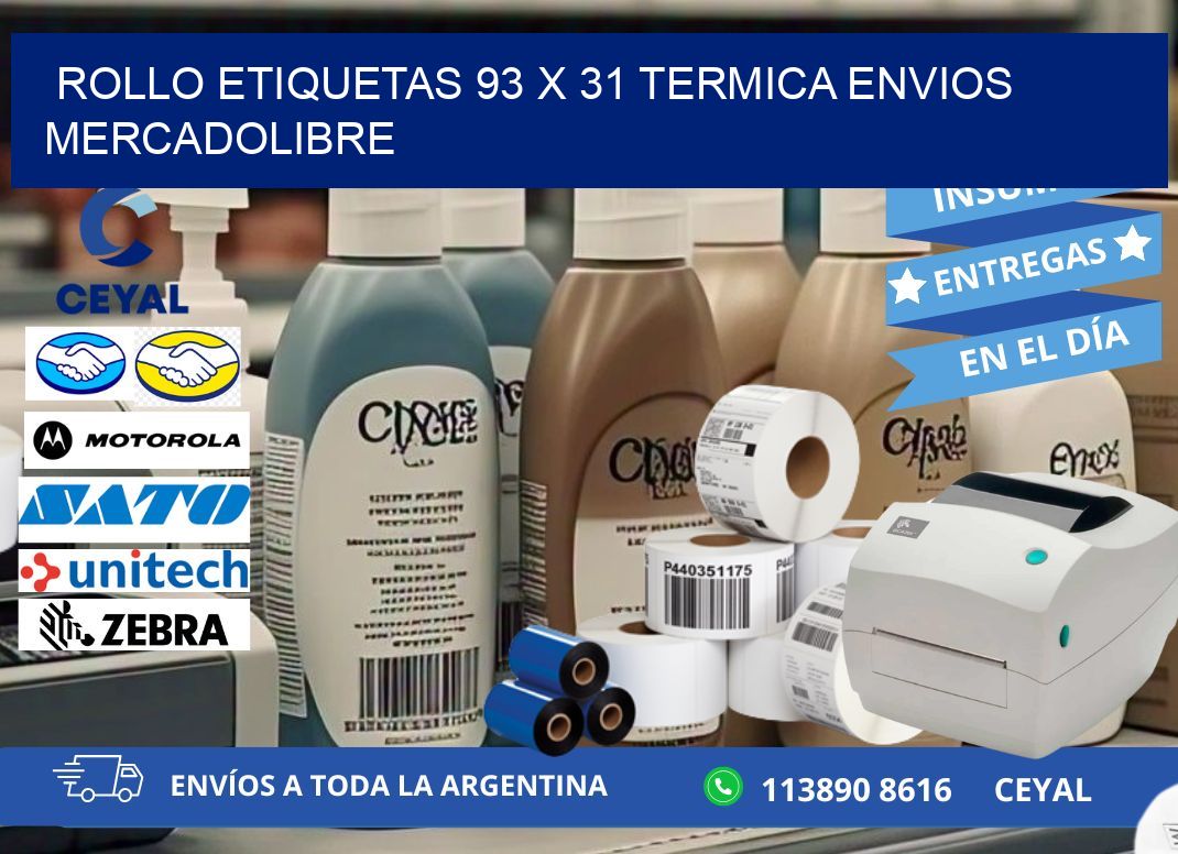 Rollo etiquetas 93 x 31 termica ENVIOS MERCADOLIBRE
