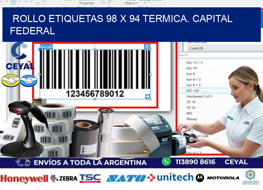 Rollo etiquetas 98 x 94 termica. Capital Federal