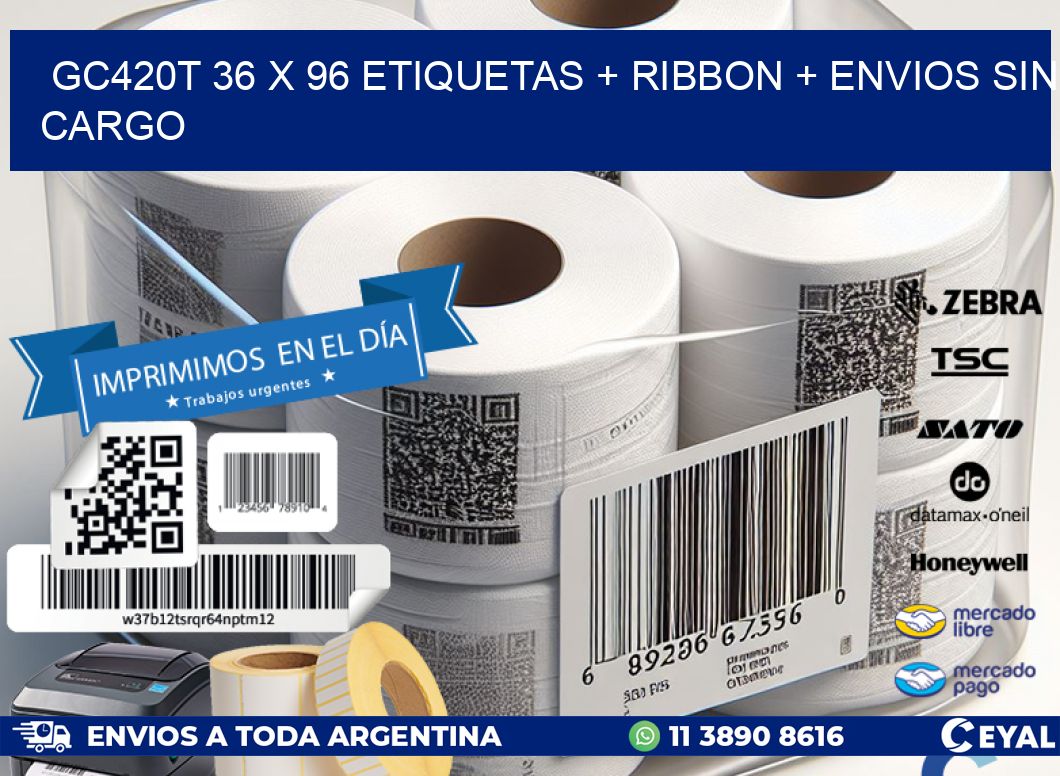 GC420T 36 x 96 etiquetas + ribbon + envios sin cargo