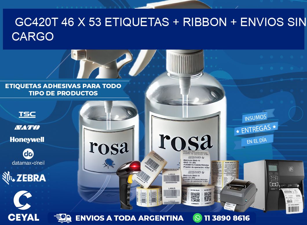 GC420T 46 x 53 etiquetas + ribbon + envios sin cargo