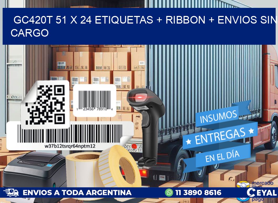 GC420T 51 x 24 etiquetas + ribbon + envios sin cargo