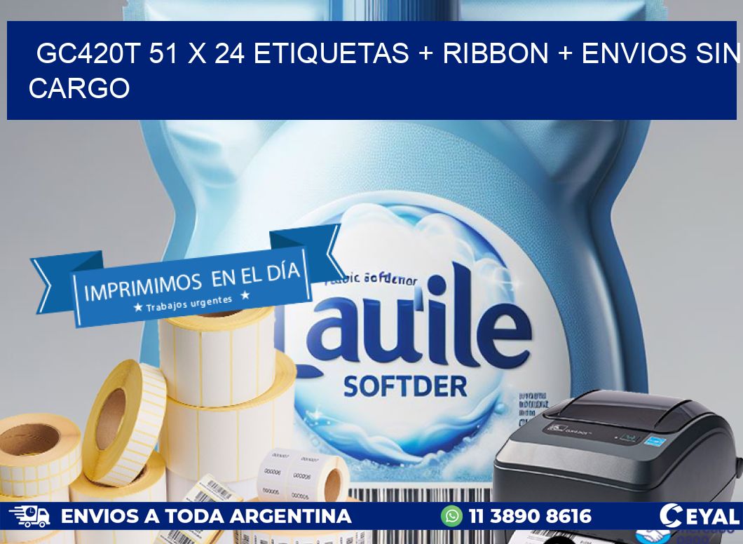 GC420T 51 x 24 etiquetas + ribbon + envios sin cargo