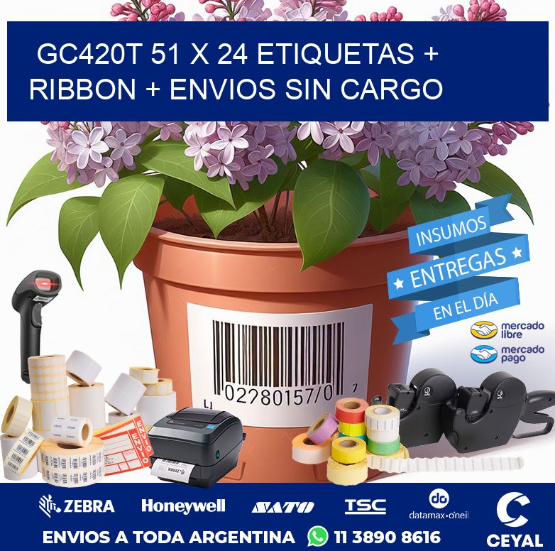GC420T 51 x 24 etiquetas + ribbon + envios sin cargo