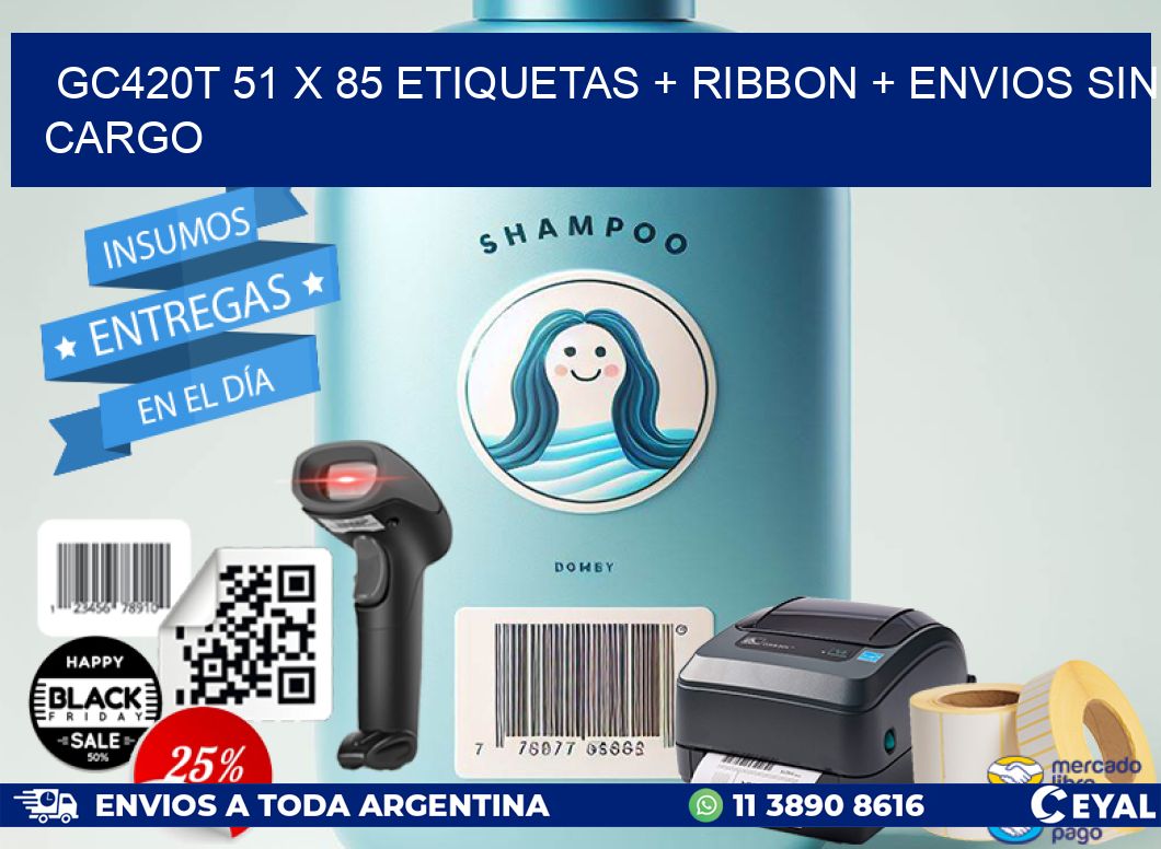 GC420T 51 x 85 etiquetas + ribbon + envios sin cargo