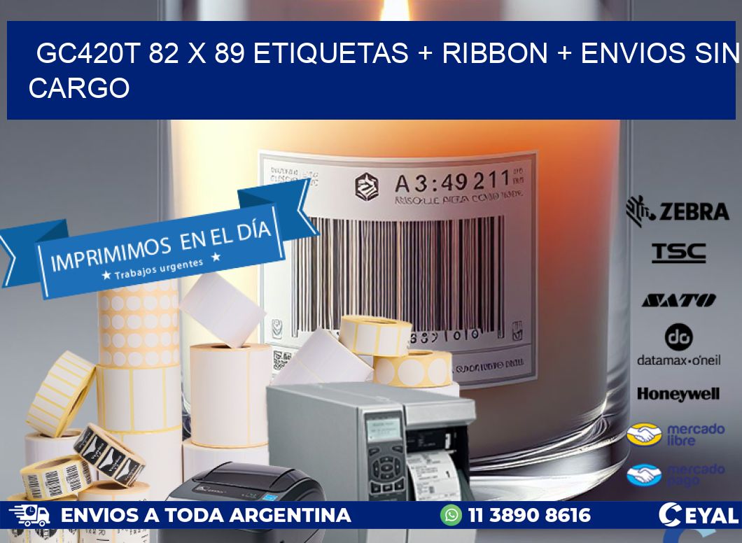 GC420T 82 x 89 etiquetas + ribbon + envios sin cargo