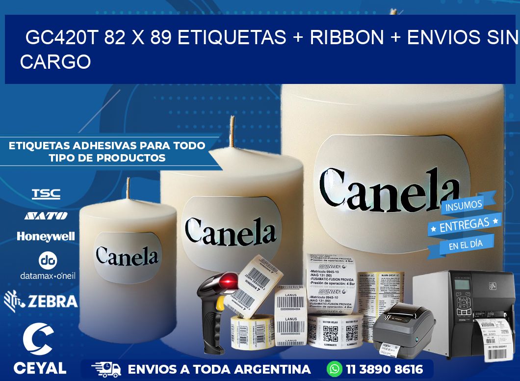 GC420T 82 x 89 etiquetas + ribbon + envios sin cargo