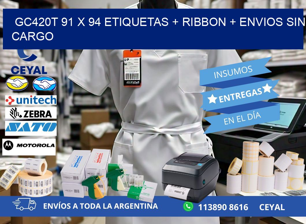 GC420T 91 x 94 etiquetas + ribbon + envios sin cargo