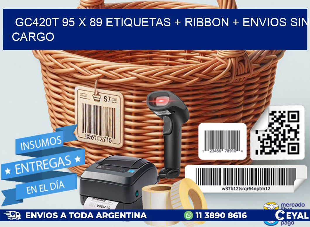 GC420T 95 x 89 etiquetas + ribbon + envios sin cargo