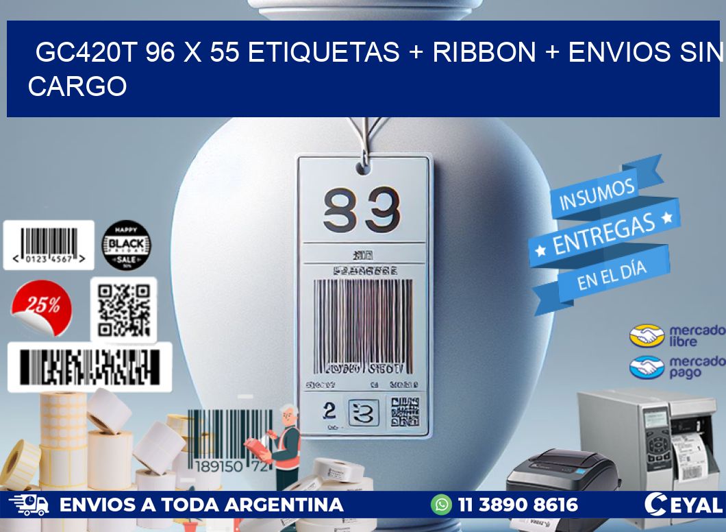 GC420T 96 x 55 etiquetas + ribbon + envios sin cargo