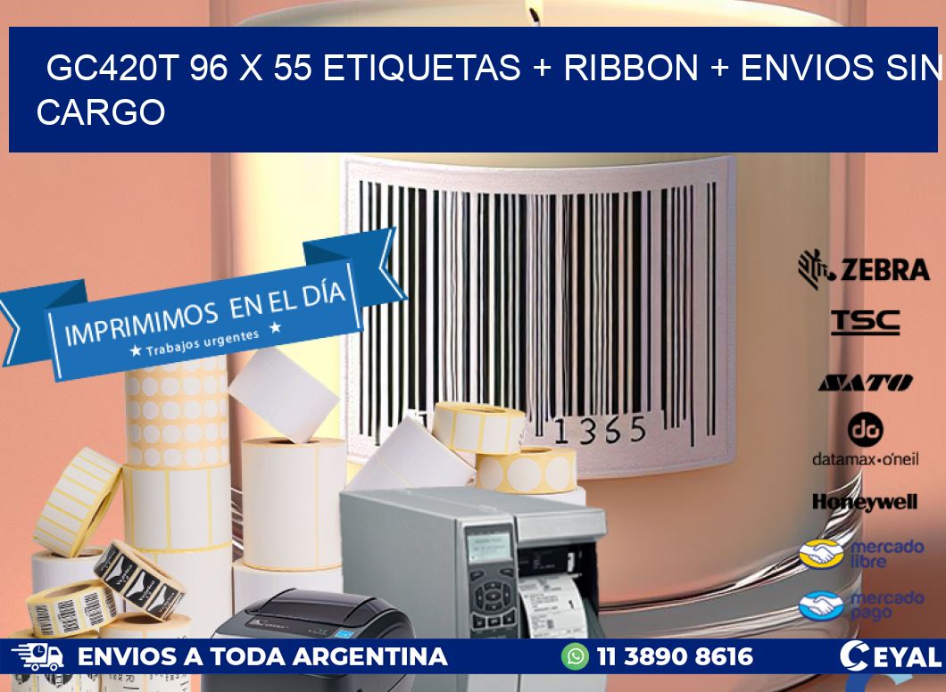 GC420T 96 x 55 etiquetas + ribbon + envios sin cargo