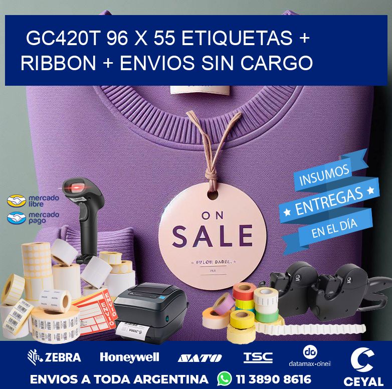 GC420T 96 x 55 etiquetas + ribbon + envios sin cargo