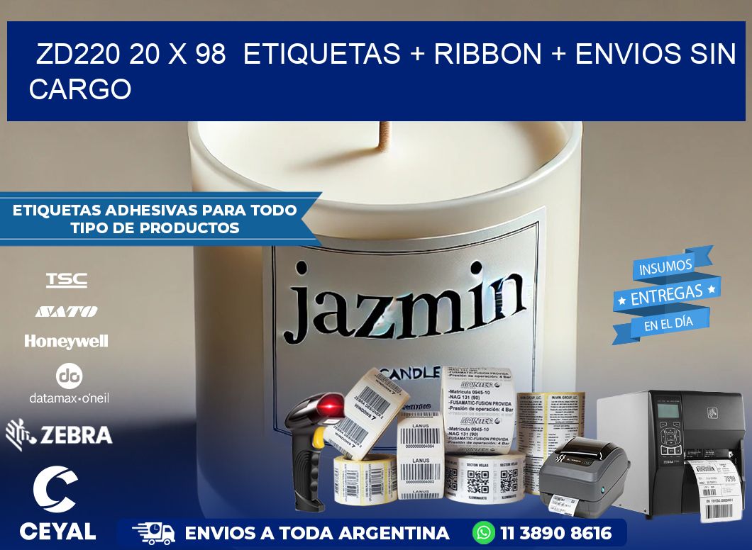 ZD220 20 x 98  etiquetas + ribbon + envios sin cargo